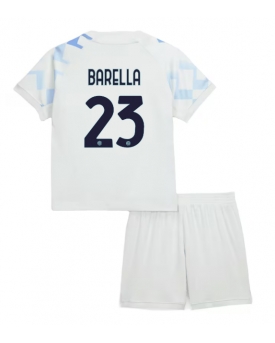 Billige Fotballdrakt Inter Milan Nicolo Barella #23 Replika Bortedraktsett Barn 2025-26 Kortermet (med bukser)